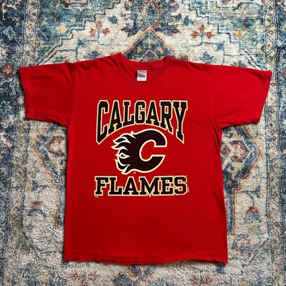Vintage NHL Calgary Flames Iginla Autographed T-shirt Large - Picture 1 of 5